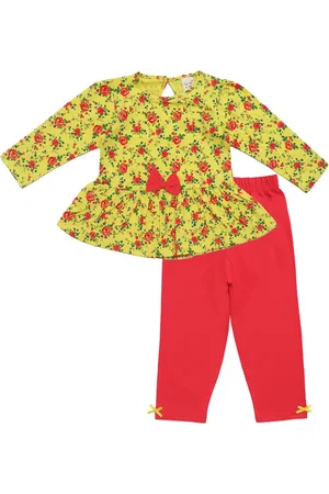 Clothe Funn Girls Printed Pure Cotton Top with Pyjamas