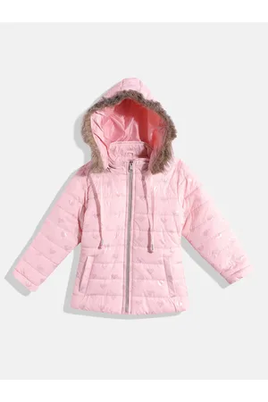 Okane Girls Heart Print Hooded Parka Jacket