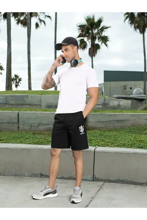 PUMA Men Black & White Royal Challengers Bangalore Graphic Sports Shorts