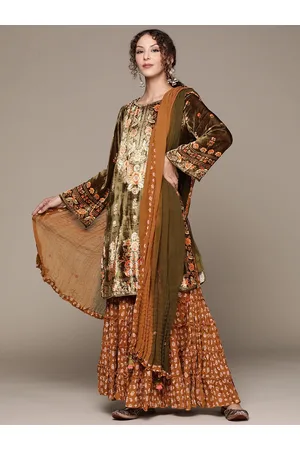Ritu Kumar Women Green Floral Printed Kurta Set