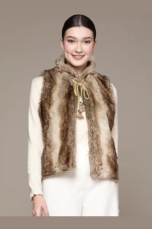 Ritu Kumar Women Brown Suede Open Front Jacket