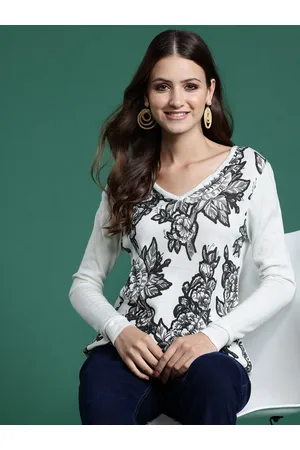 Sangria Women Floral Printed Acrylic Pullover