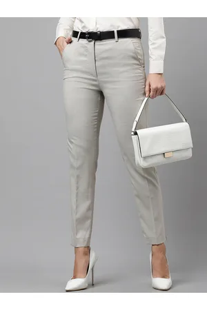 HANCOCK Women Slim Fit High-Rise Wrinkle Free Elastane and Stretchable Formal Trousers