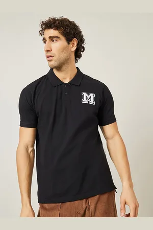 Styli Black Regular Fit Premium Cotton Pique Polo with Badge Applique