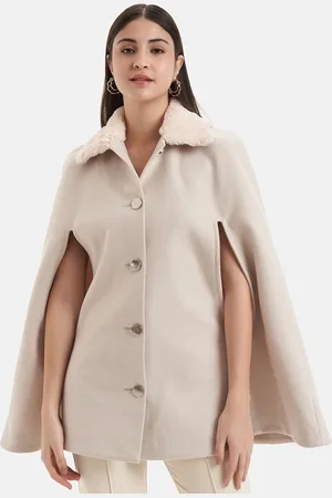 Kazo Spread Collar Single Breasted Faux Fur Trim Overcoat