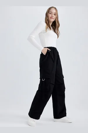 DeFacto Women Mid Rise Pure Cotton Cargo Trousers