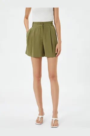 Koton Women Mid Rise Pleated Above Knee Shorts