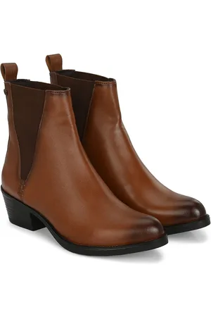 Delize Women Block-Heeled Vegan Leather Mid-Top Chelsea Boots