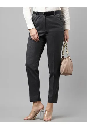 HANCOCK Women Slim Fit High-Rise Wrinkle Free Stretchable Formal Trousers