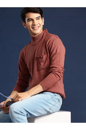 Mast & Harbour Men Zipped Mock Collar Pullover