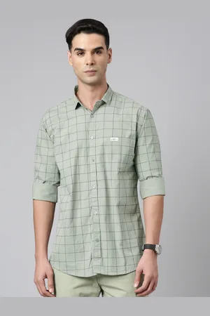 Majestic Men Comfort Slim Fit Windowpane Checked Pure Cotton Casual Shirt