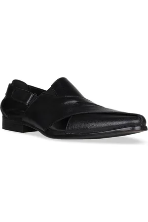 Regal Men Black Leather Shoe-Style Sandals