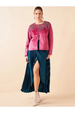 Antheaa Pink Embellished Top With Skirt