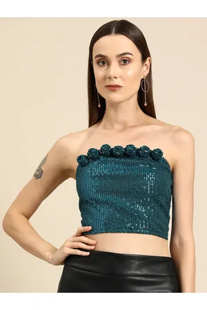 DODO & MOA Embellished Smocked Tube Crop Top