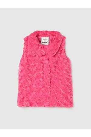 Max Collection Girls Faux Fur Trim Sleeveless Padded Jacket
