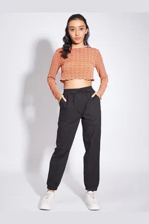 luyk Girls Geometric Printed Crop Top with Trousers