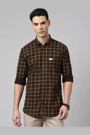 Majestic Men Comfort Slim Fit Windowpane Checked Pure Cotton Casual Shirt