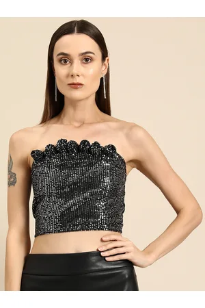 DODO & MOA Embellished Smocked Tube Crop Top