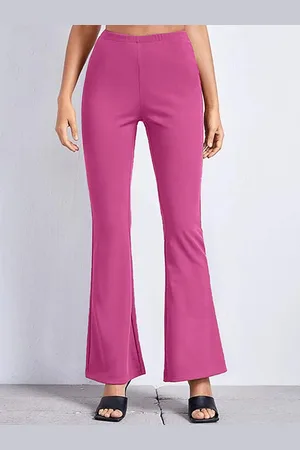 LULU & SKY Women Slim Fit High-Rise Cotton Bootcut Trousers