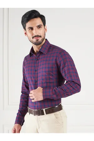 LOUIS STITCH Comfort Tartan Checks Opaque Cotton Formal Shirt