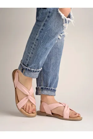 Shoetopia Girls Twisted Open Toe Flats With Backstrap