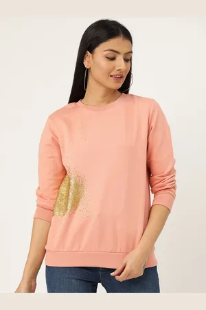 Sera Women Peach-Coloured Printed Sweatshirt