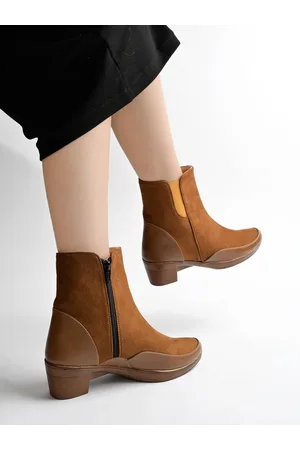 Shoetopia Girls Mid Top Pointed Toe Block Heel Regular Boots