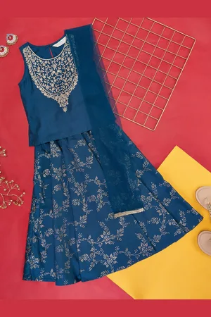 Pantaloons Girls Embroidered Ready to Wear Lehenga & Blouse With Dupatta