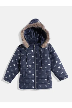 Okane Girls Heart Print Parka Jacket
