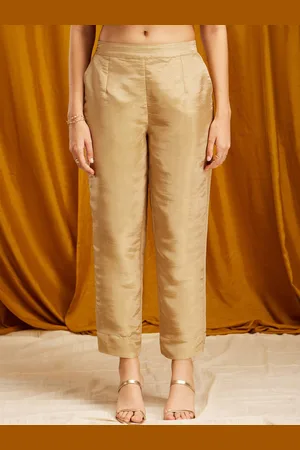 Pink Fort Women Smart Tapered Fit Silk Trousers