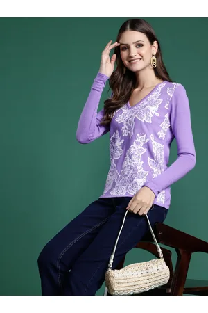 Sangria Women Floral Printed Acrylic Pullover
