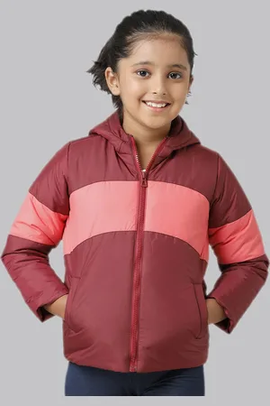 UNDER FOURTEEN ONLY Girls Colourblocked Hooded Puffer Jacket