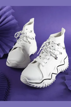 THE WHITE POLE Women Canvas Lightweight Mid-Top Sneakers