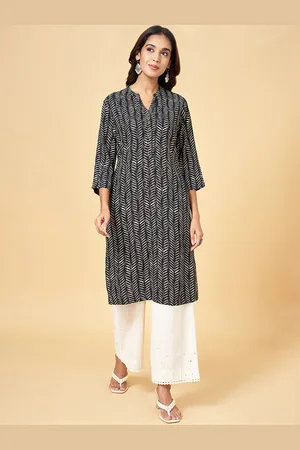 Pantaloons Abstract Printed Mandarin Collar Straight Kurta