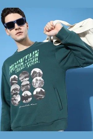 Difference of Opinion Men Printed Oversized Fleece Sweatshirt