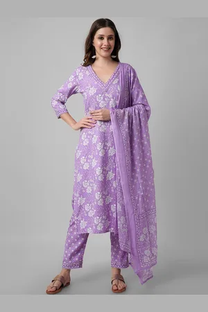 Amayra Ethnic Motifs Printed Pure Cotton Straight Kurta With Trousers & Dupatta