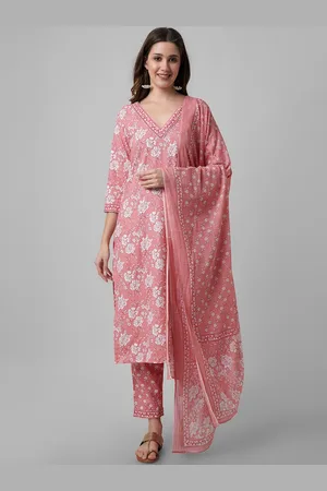 Amayra Floral Printed Regular Pure Cotton Kurta with Trousers & With Dupatta
