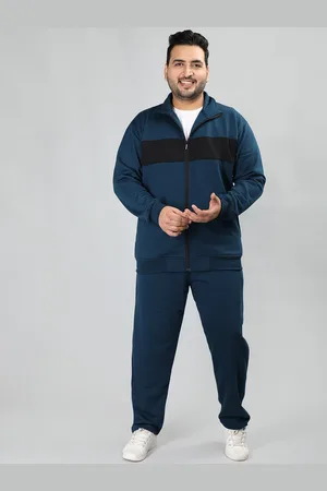 CHKOKKO Plus Size Mock Collar Zipper Cotton Sports Gym Tracksuit