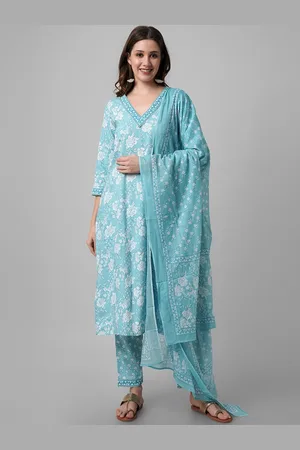 Amayra Floral Printed Regular Pure Cotton Kurta With Trousers & Dupatta