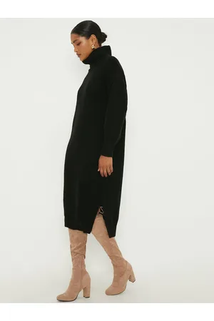 Dorothy Perkins Knitted Acrylic Turtle Neck Jumper Midi Dress