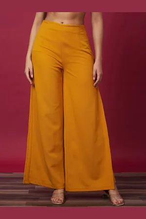 Globus Mustard Women Loose Fit High-Rise Cotton Regular Trouser