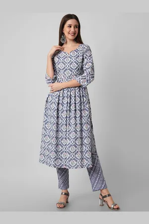 Amayra Ethnic Motifs Printed Regular Thread Work Pure Cotton Kurta With Trousers
