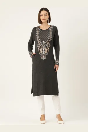 American Eye Acrylic Ethnic Motifs Winter Kurta