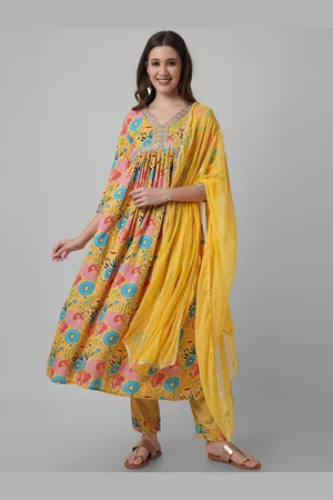 Amayra Floral Printed High Slit Kurta with Trousers
