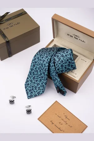 The Tie Hub Men Silk Formal Necktie With Cufflinks