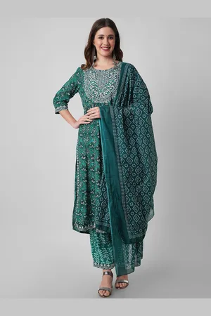 Amayra Floral Printed Thread Work Regular Kurta with Trousers & With Dupatta