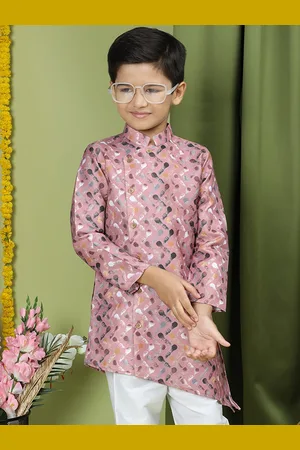 TABARD Boys Abstract Printed Mandarin Collar Cotton Straight Kurta