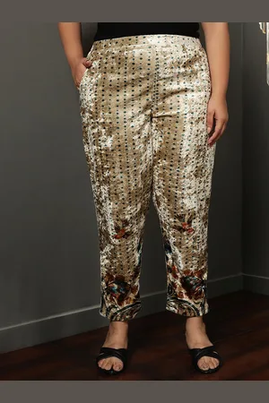 Amydus Women Plus Size Floral Printed Trouser