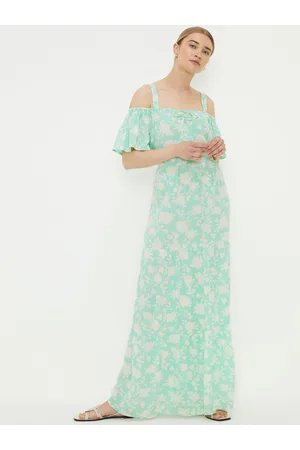 Dorothy Perkins Floral Print Cold-Shoulder Maxi Dress