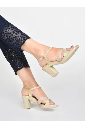 JM Looks Embellished Party Platform Heels With Backstrap